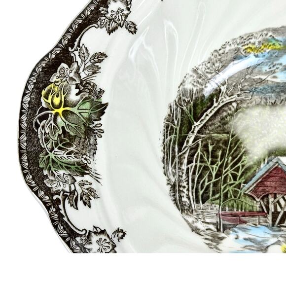 Johnson Bros Friendly Village England Covered Bridge Wide Handled Serving Bowl! - Picture 4 of 10